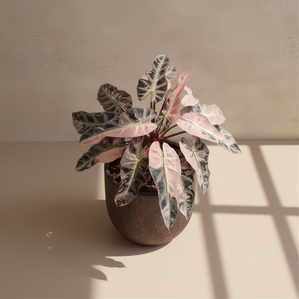 Alocasia Bambino Pink Variegated